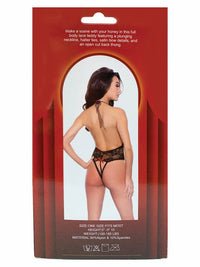 Black Open Front Lace Teddy (BOXED)