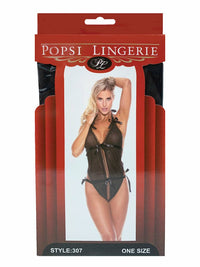 Black Sheer Ribbon Teddy (BOXED)