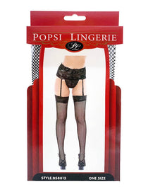 Black Lace Trim Garter With Pantyhose (BOXED)