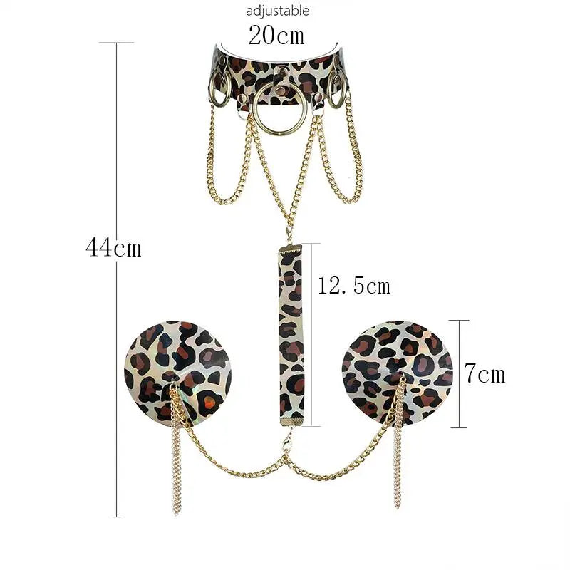 1Pair Women's Chain Leopard Nipple Cover