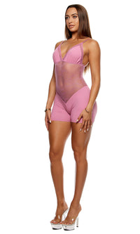 Take It Easy Lounge Lace Romper - Mauve