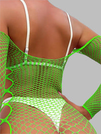Lime Green Fishnet Off Shoulder Dress