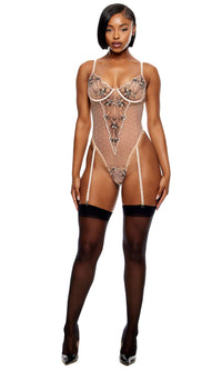 Just Peachy Embroidered Teddy - Peach