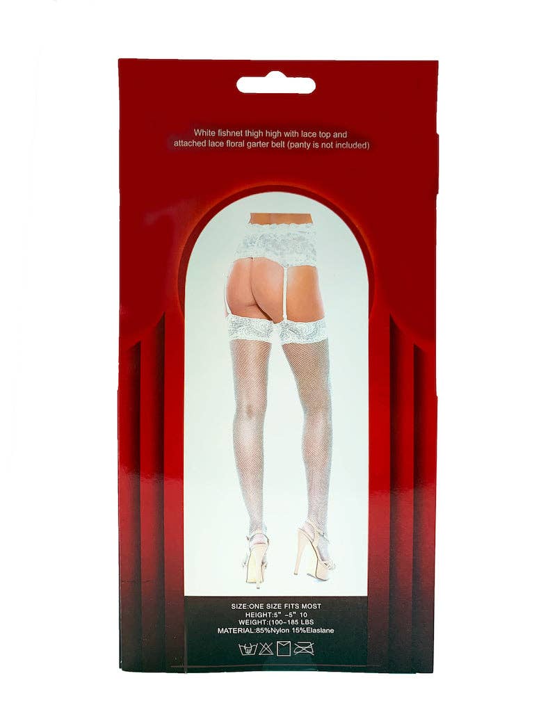 White Lace Trim Garter With Pantyhose (BOXED)
