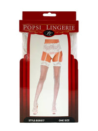 White Lace Trim Garter With Pantyhose (BOXED)