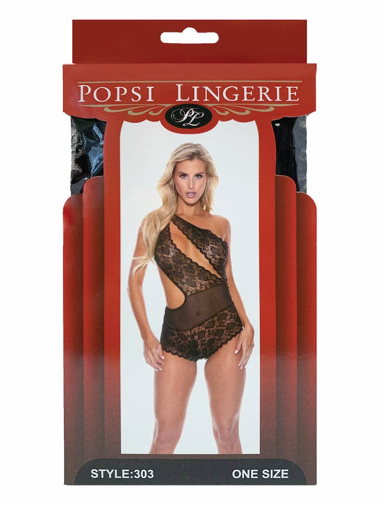 Black Wrap Around Lace Teddy (BOXED)