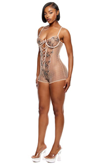 Just Peachy Embroidered Romper - Peach