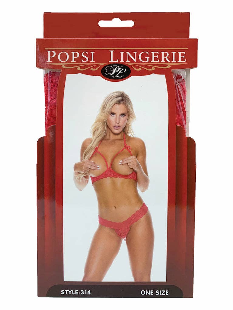 Lace Open Cup Bra With Crotchless Panty (BOXED)