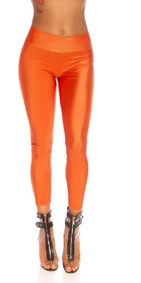Sexy Metallic-Look Leggings Orange