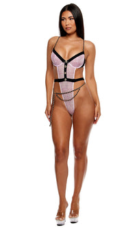 Keep It Classy Mesh Teddy Lingerie Set - Mauve