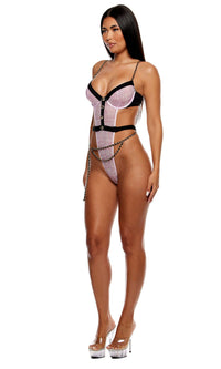 Keep It Classy Mesh Teddy Lingerie Set - Mauve