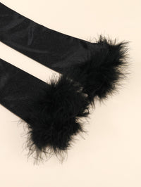 Fur Trim Gloves, Suitable For Party Events