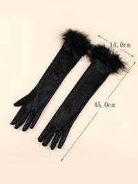 Fur Trim Gloves, Suitable For Party Events