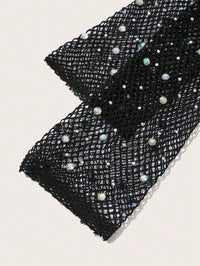 Rhinestone Elbow Length Sexy Gloves