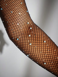 Rhinestone Elbow Length Sexy Gloves
