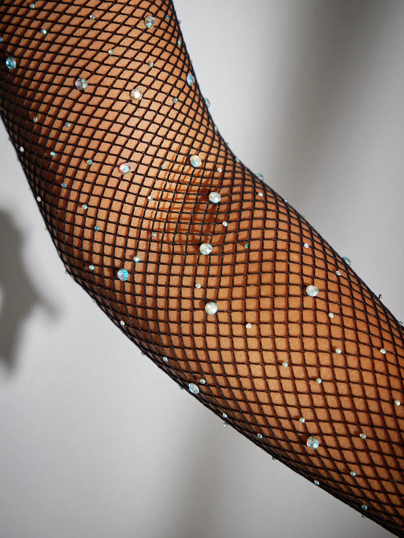 Rhinestone Elbow Length Sexy Gloves