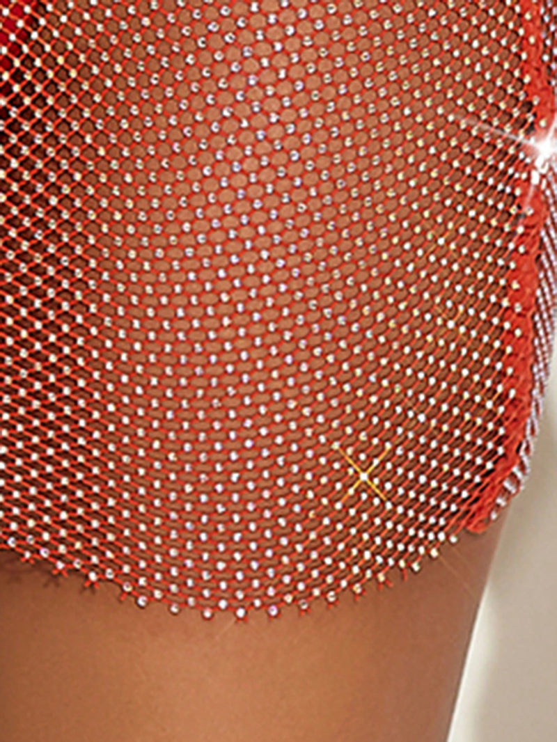 Rhinestone Diamond Tight High-Elastic Fishnet Dress