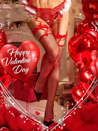 Bow Fishnet Stockings Red