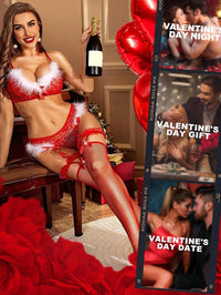 Bow Fishnet Stockings Red