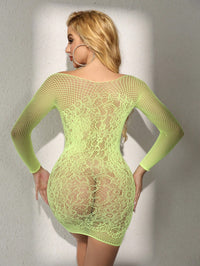Lime Green Fishnet Mesh Dress