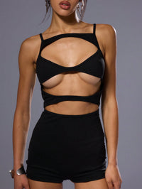 Black Slinky Cut Out Unitard Romper