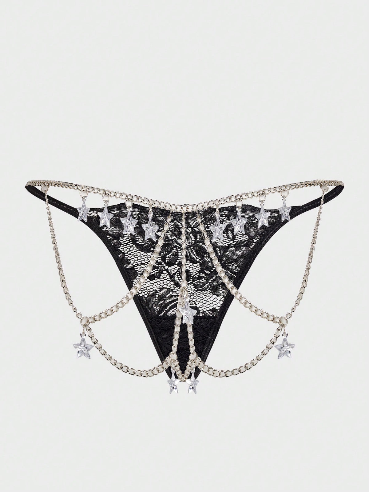 Rhinestone Decoration Lace Panties Back