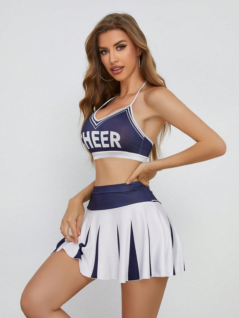 Cheerleader Costume For Women Brassiere   Mini Skirt Set