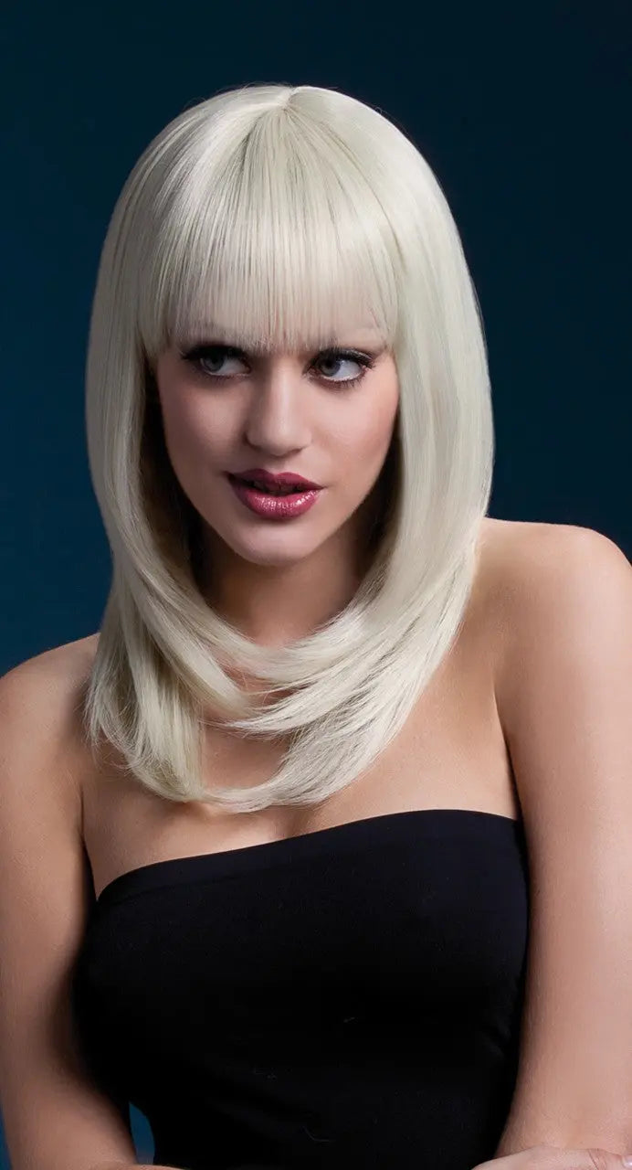 Blonde Wig Feathered Cut with Fringe, 48cm / 19in