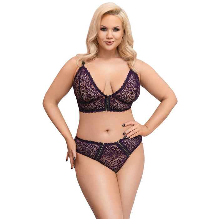 Cottelli Curves Delicate Lace Bralette And Briefs-0