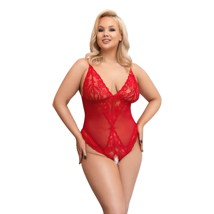 Cottelli Curves Crotchless Body Red-0