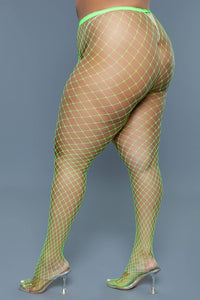 2303 Can't Back Down Pantyhose Neon Green: Neon Green / Q