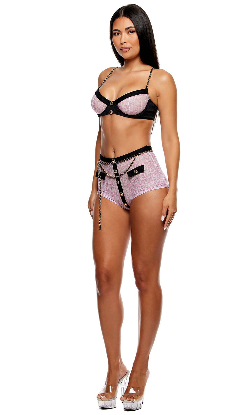 Keep It Classy Mesh Bra and Brief Lingerie Set - Mauve