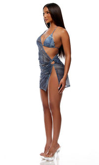 Naples Pool Mini Dress - Light Denim Patchwork