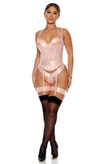 You Can Peek Bustier with Garters, Panty, and Thigh Straps
