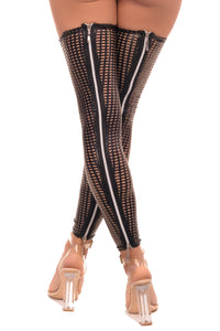 black perforated Stockings S574 - L/XL-0
