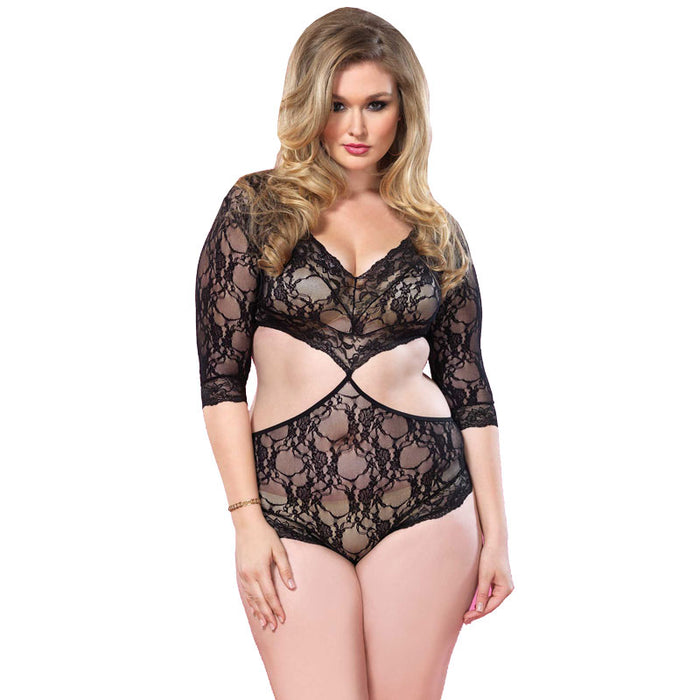 Leg Avenue Cut Out Floral Lace Teddy UK 14 to 18-0