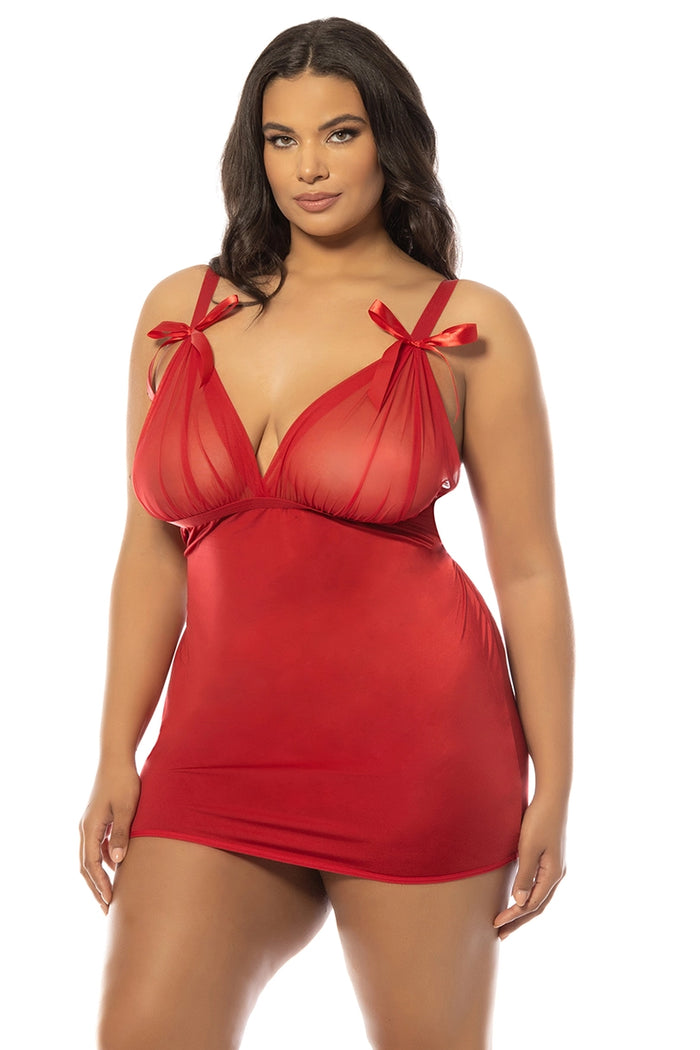 Plus Size SAMANTHA FITTED BABYDOLL RED