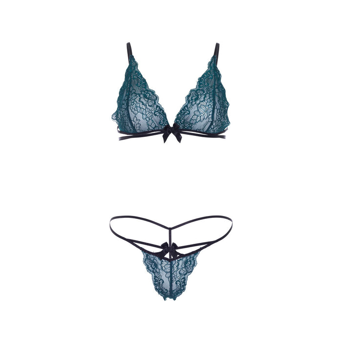 Leg Avenue Teal Lace Bralette And Matching String Panty-2