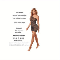 Cut Out One Shoulder Rhinestone Fishnet Mini Dress