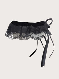 Faux Pearl Decor Leg Ring Black