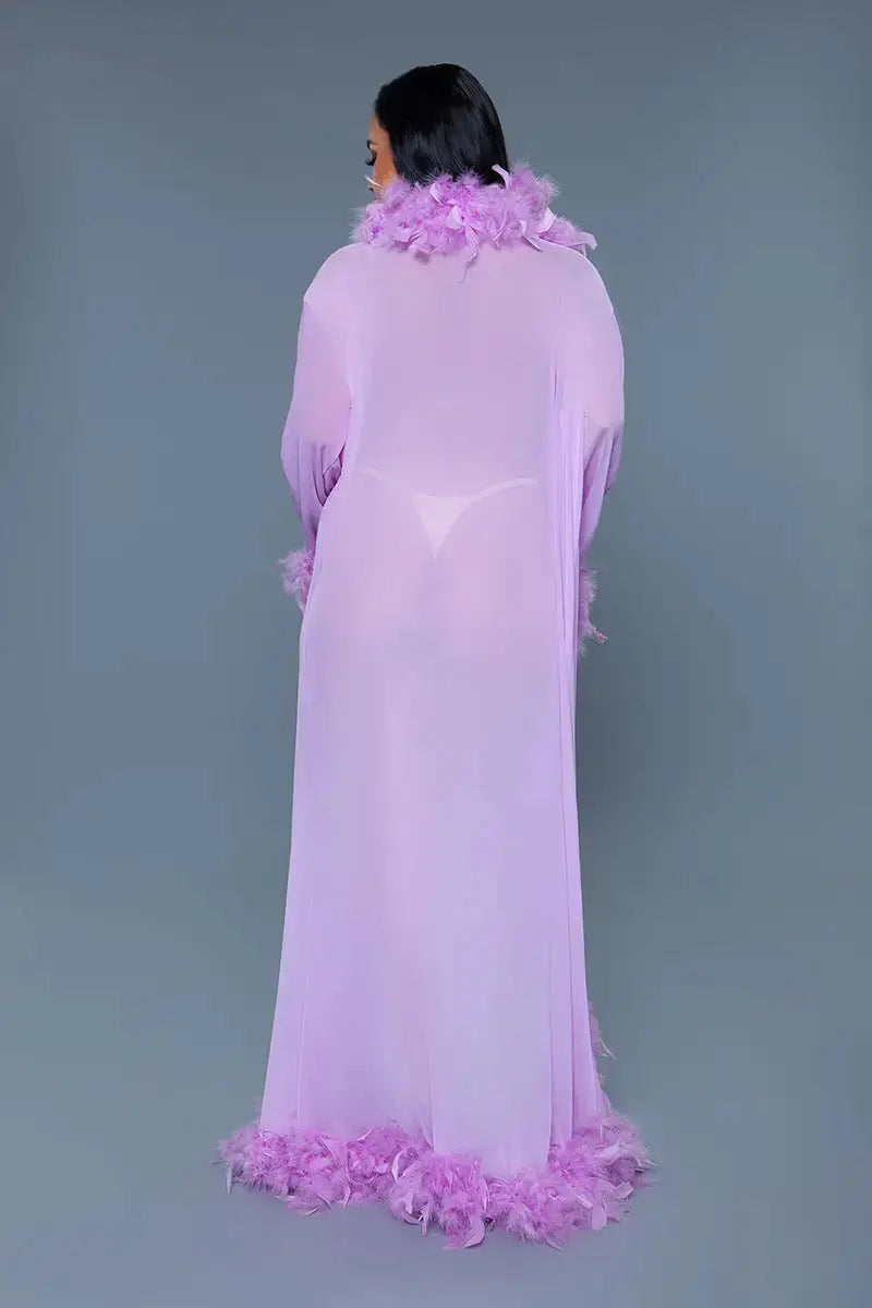 Glamour Robe Lavender with Feather trim