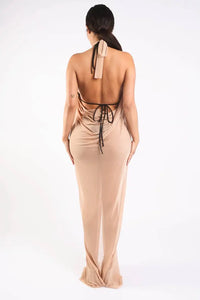 Haltered front slit maxi coverup Maxi Dress