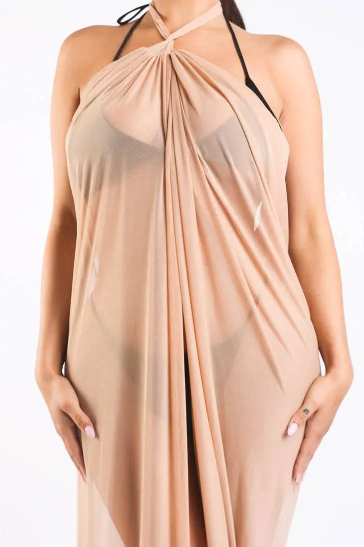 Haltered front slit maxi coverup Maxi Dress