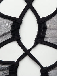 Lace Up Front Mesh Dress Bra & Panty Set