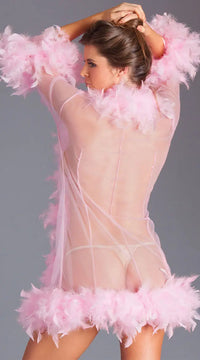 Lux Robe with feather trim