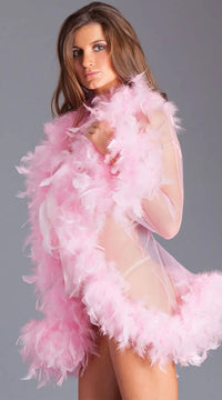 Lux Robe with feather trim