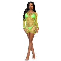 Neon Green Fishnet Mini-dress Princess Avenue
