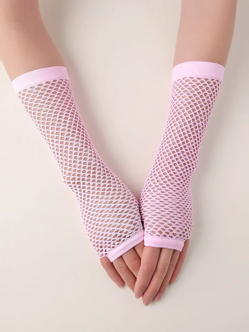 Pink Fishnet Gloves