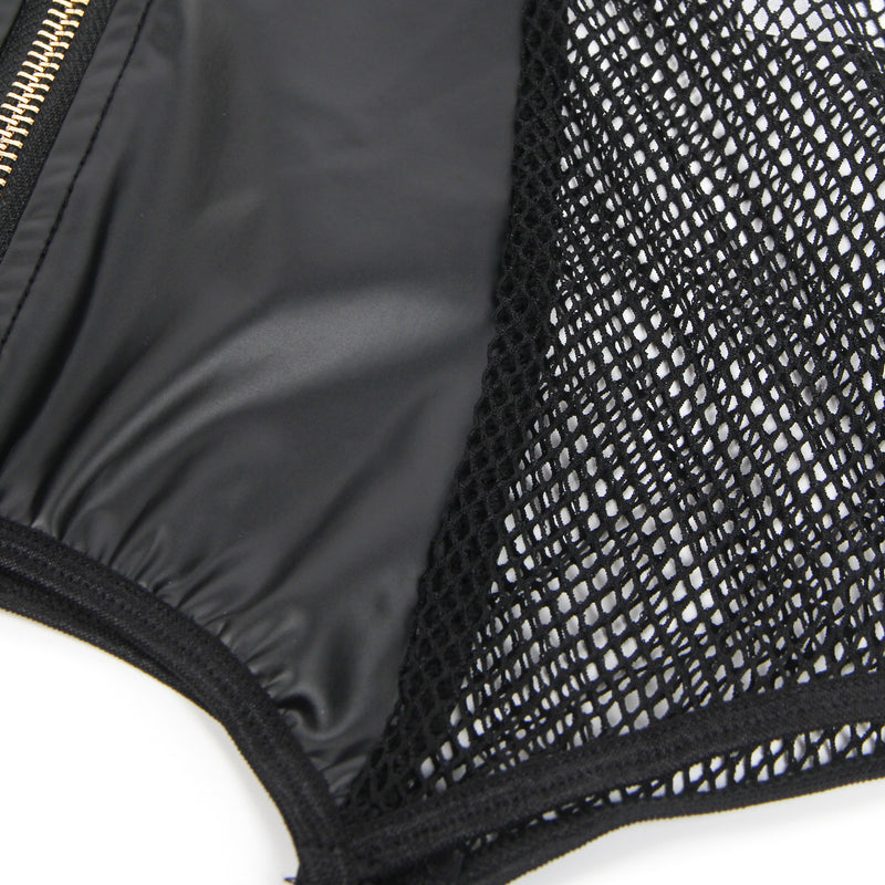 PU Leather Deep V-Neck Halter Sexy Lingerie Set