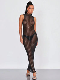 Rhinestone Sheer Club Dress